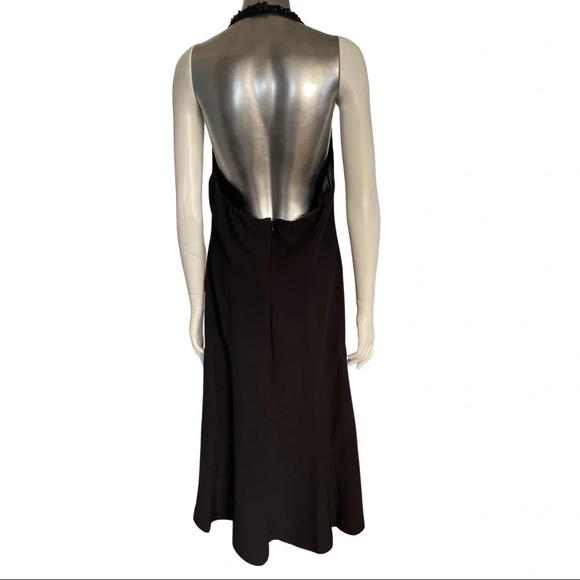 Evan Picone Black  Halter Dress Bead Detail High Low Dress Back Size 14 - Picture 7 of 7
